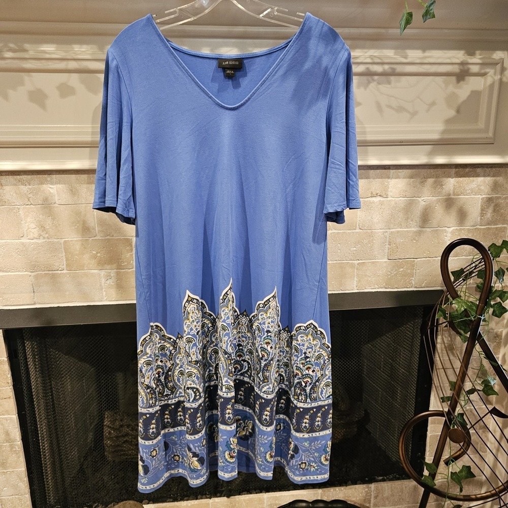 J. Jill Wearever S Blue Floral Dress A Line Boho Floral